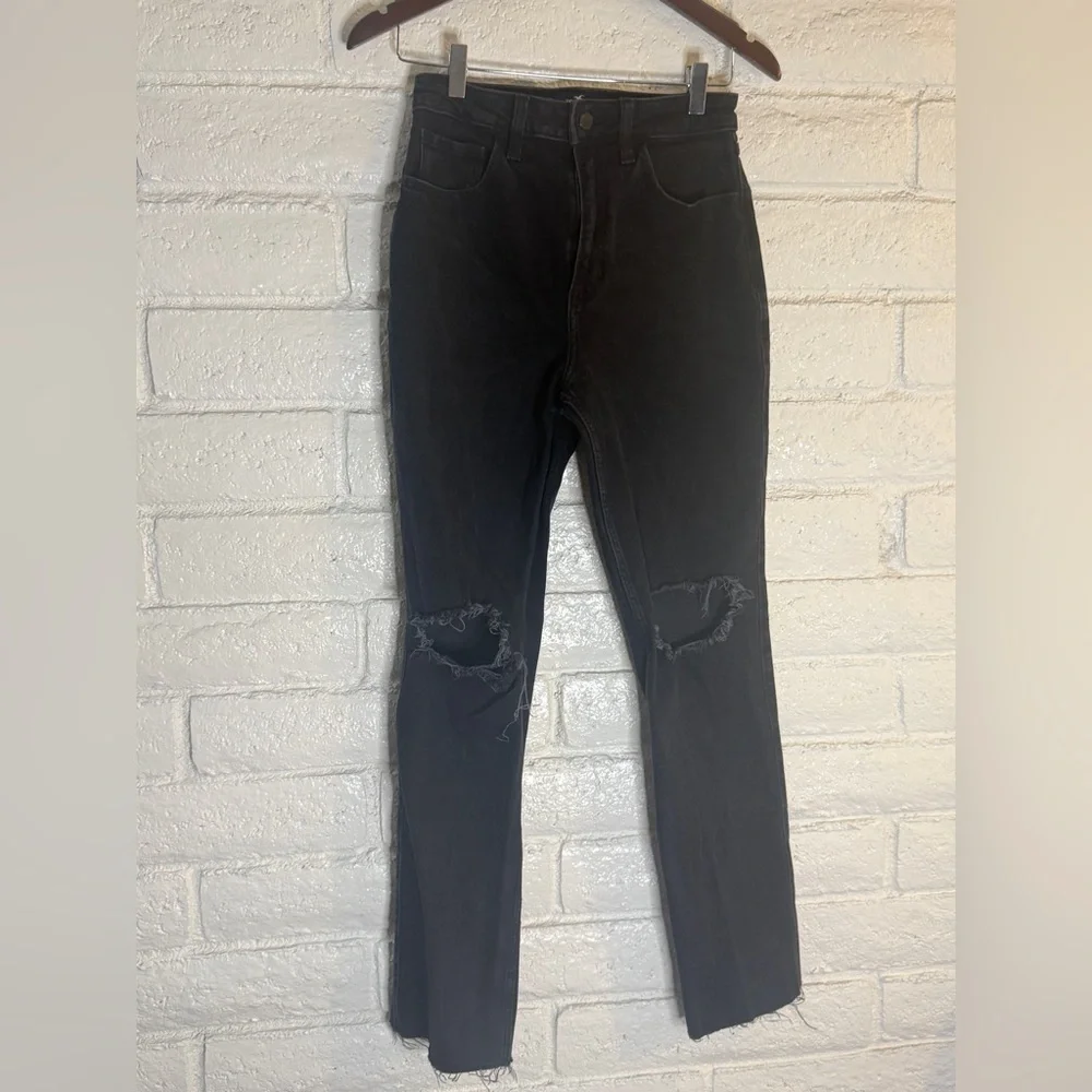 Hollister High Rise 90s Vintage Straight Black Distressed Jeans W27 L31